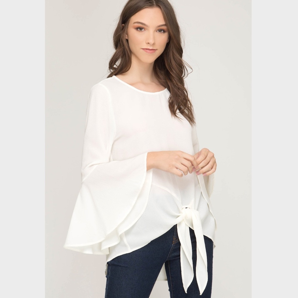 She & Sky Boutiqur Style Ivory Top